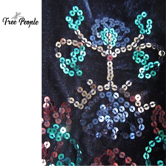 FREE PEOPLE NEW JILL Halter Embellished-Sequin Velour Swing Dress XS - Picture 8 of 12